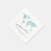 Serviette En Papier Carte du monde Turquoise Corail Moveable Hearts Ma (Coin)