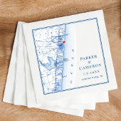 Serviette En Papier Carte du NJ d'Asbury Park Elégant Mariage bleu mar