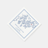 Serviette En Papier Carte du port du Maine Marine Mariage élégant (Coin)