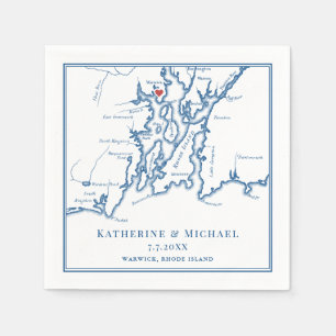 Serviette En Papier Carte du RI Warwick Élégant Mariage bleu marine