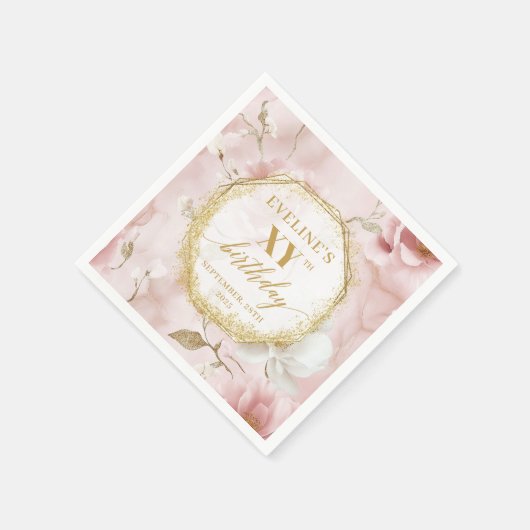 Serviette En Papier Carte Gold Script Flush 80 Anniversaire (Coin)
