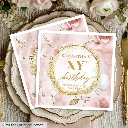 Serviette En Papier Carte Gold Script Flush 80 Anniversaire