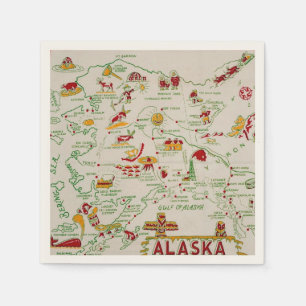 Serviette En Papier Carte illustrée de l'Alaska