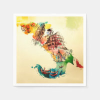 Carte Italie vintage City Travel Love Aquarelle