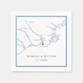 Serviette En Papier Carte Kennebunkport Maine Marine Mariage élégant (Devant)