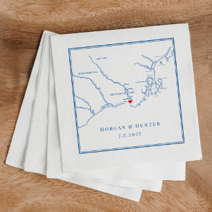 Serviette En Papier Carte Kennebunkport Maine Marine Mariage élégant