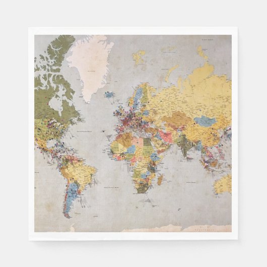 Serviette En Papier carte mondiale (Devant)