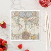 SERVIETTE EN PAPIER CARTE MONDIALE VINTAGE (En situation)