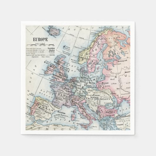 Serviette En Papier Carte politique de l'Europe (1916) (Devant)