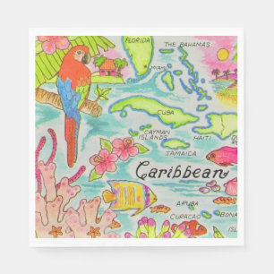 Serviette En Papier Carte postale de l'île des Caraïbes