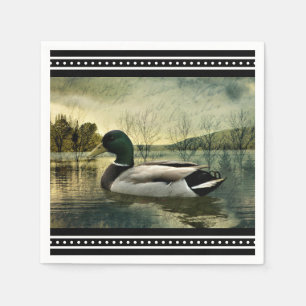 Serviette En Papier Carte postale Patinée vintage Mallard Duck