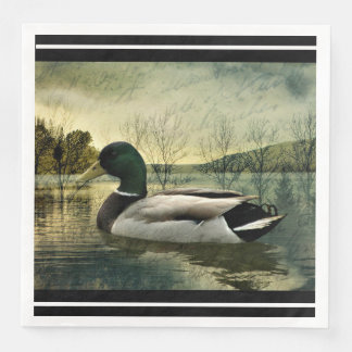 Serviette En Papier Carte postale Patinée vintage Mallard Duck Dinn