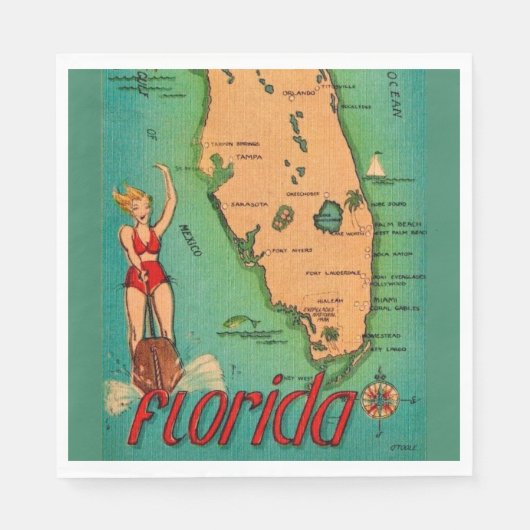 Serviette En Papier Carte postale rétro de Floride (Devant)