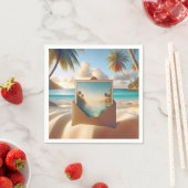 Serviette En Papier Carte Postale Tropical Island En Enveloppe (En situation)