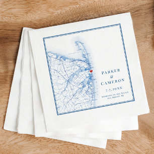 Serviette En Papier Carte Sea Bright New Jersey Mariage élégant