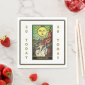 Serviette En Papier Carte Sun Tarot Anniversaire Nom blanc (En situation)