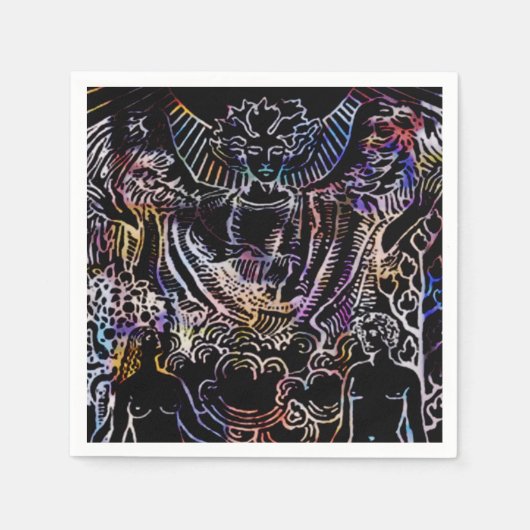 Serviette En Papier Carte Tarot Lovers Noir (Devant)