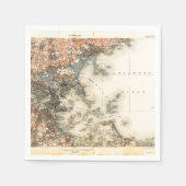 Serviette En Papier Carte vintage de Boston (Devant)