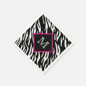 Serviette En Papier Carte Zebra Print Monogram (Coin)