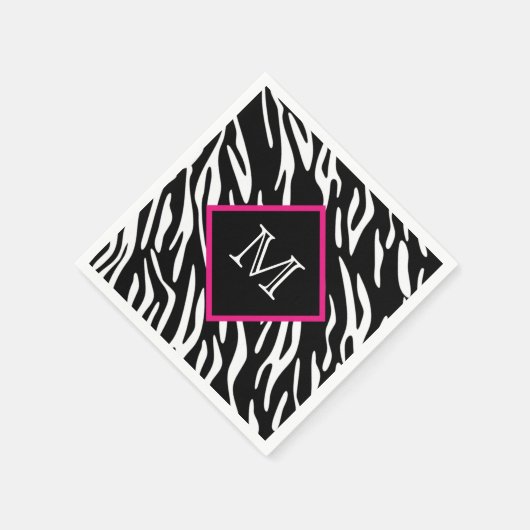 Serviette En Papier Carte Zebra Print Monogram (Coin)