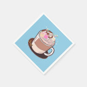 Serviette En Papier Carton Animé au chocolat chaud Marshmallows (Coin)