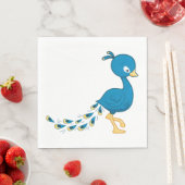 Serviette En Papier Carton bleu paon Oiseau (En situation)