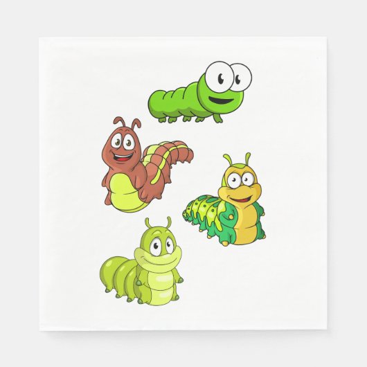 Serviette En Papier Carton Caterpillar Vert Jaune Brown (Devant)