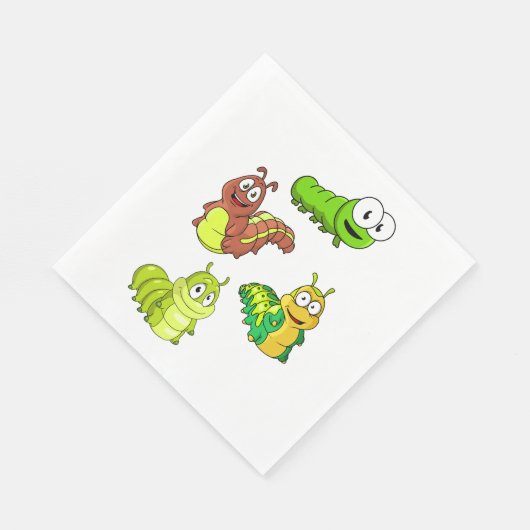 Serviette En Papier Carton Caterpillar Vert Jaune Brown (Coin)