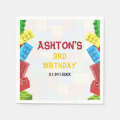 Serviette En Papier Carton d'invitation d'anniversaire Blocs de constr (Devant)