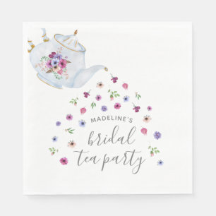 Serviette En Papier Carton d'invitation de mariage floral à la théière