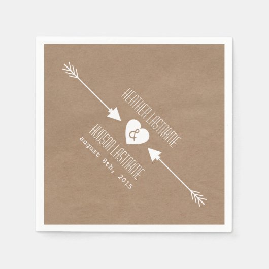 Serviette En Papier Carton Flèches inspirées Mariage serviettes (Devant)
