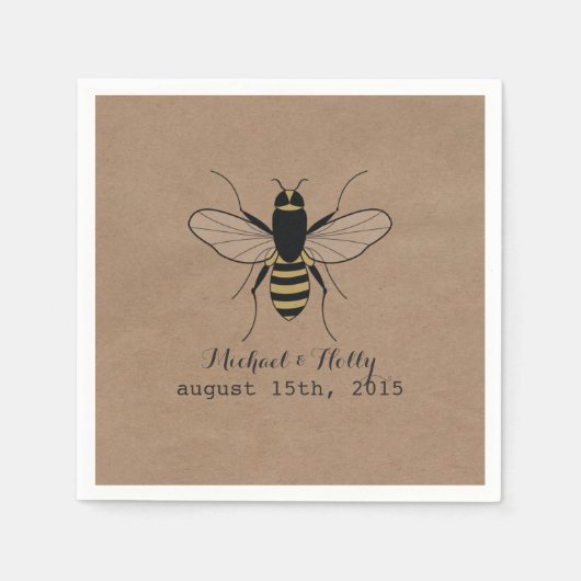 Serviette En Papier Carton Inspiré Miel Mariage Abee serviettes (Devant)
