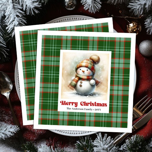Serviette En Papier Cartoon Christmas Snowman Napkins Digital for Kids