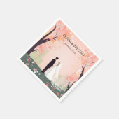 Serviette En Papier Cartoon en couple minimal avec fleurs (Coin)