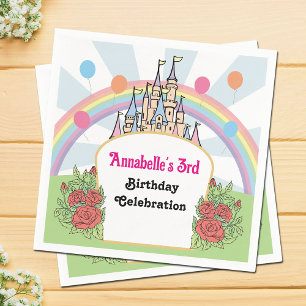 Serviette En Papier Cartoon Fairytale Castle et papier Rose Napkin