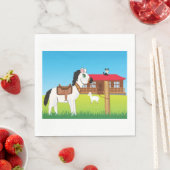Serviette En Papier Cartoon Farm Scène avec Cheval Chat et Chèvre (En situation)