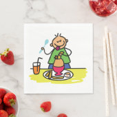 Serviette En Papier Cartoon Kid Savourez un repas avec du jus et des o (En situation)