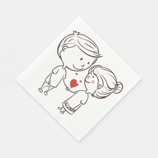 Serviette En Papier Cartoon Mariage Et Salle Mariage noir et blanc (Coin)