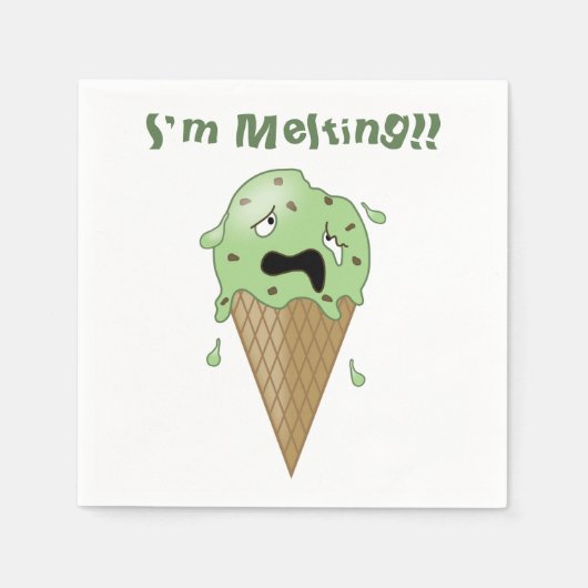 Serviette En Papier Cartoon Melting Ice Cream Cone (I'm Melting) (Devant)