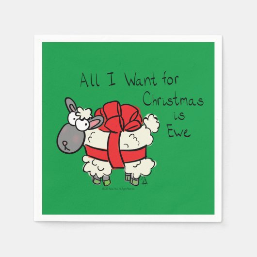 Serviette En Papier Cartoon mignon mouton de Noël (Devant)