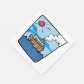 Serviette En Papier Cartoon Steamship sur Ocean Waves Art nautique (Coin)