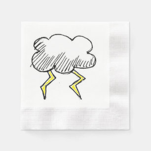 Serviette En Papier Cartoon Storm Cloud Rainy Day Design
