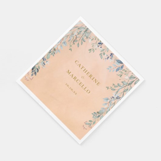 Serviette En Papier Cascade de fleurs vertes Mariage rustique (Coin)