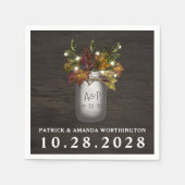 Serviette En Papier Cascade Feuilles Mason Jar Rustique Mariage servie (Devant)
