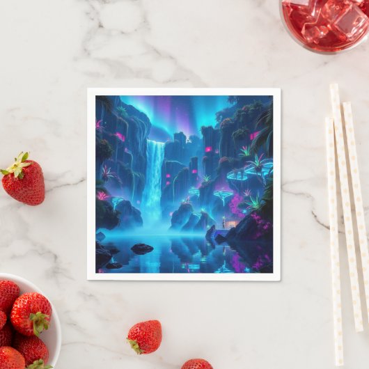 Serviette En Papier Cascade Getaway Neon (En situation)