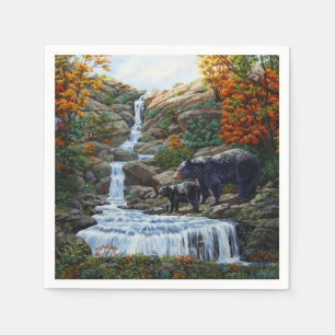 Serviette En Papier Cascade Mère et Cube Ours Noir