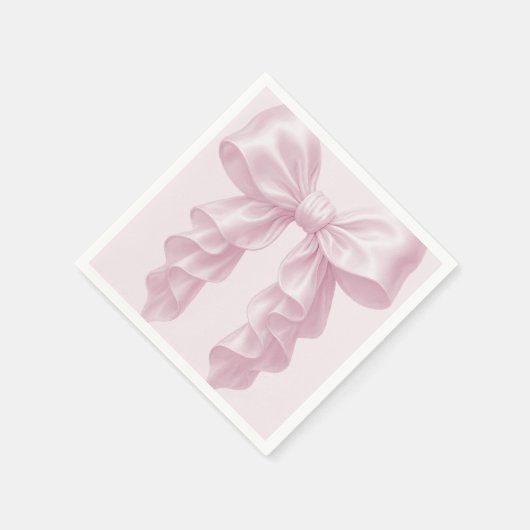 Serviette En Papier Cascade Rose Ruban Froncé Classe Élégant (Coin)