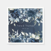 Serviette En Papier Cascady Peonies Mariage Marine Cocktail Napkins (Devant)