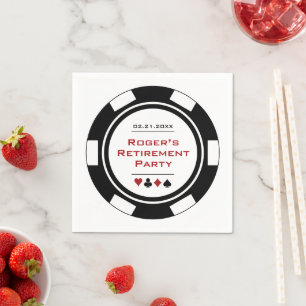 Serviette En Papier Casino Black White Poker Chip Retraite Party