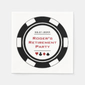 Serviette En Papier Casino Black White Poker Chip Retraite Party (Devant)